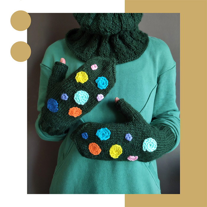 Зелені рукавиці 'Кольорові кола'